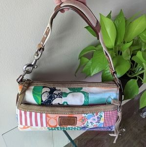 Y2K COACH Hamptons Scribble Multicolor Patchwork Small Barrel Shoulder Bag 10457